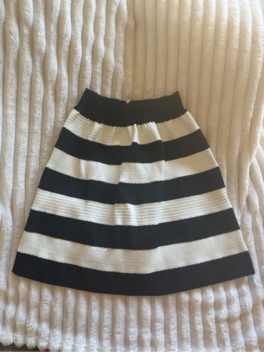 Women's Black and White Striped A-Line Skirt